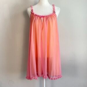 Betsey Johnson Y2K Babydoll Slip Dress Medium Coquette Bows Sabrina Ruffles